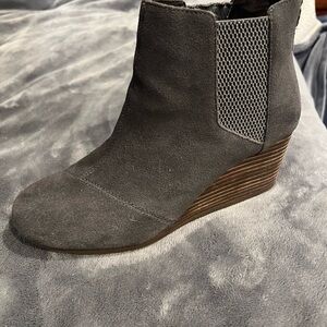 Toms Charcoal Suede Ankle Booties